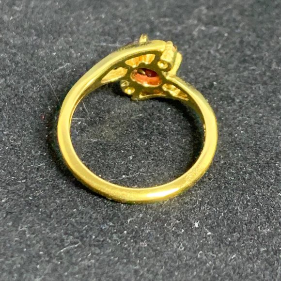 Vintage Lind 24KT HGE Garnet And Diamond Ring - Picture 9 of 10